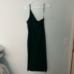 Petal & Pup One-Shoulder Dark Green Dress